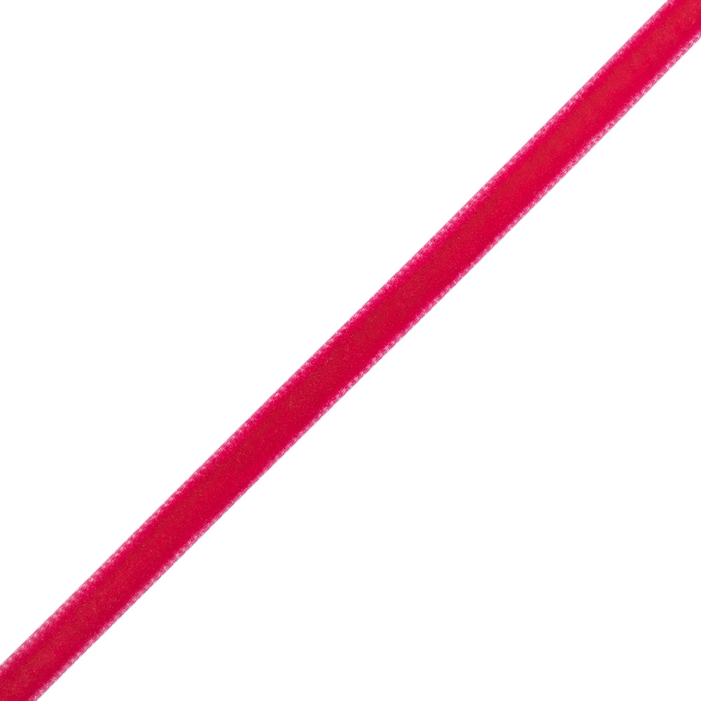Single Faced Velvet Ribbon Made in Italy - 1/4" - Fuchsia - Sabine Collection - Folded