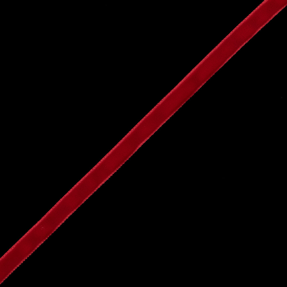 Red Single-Faced Velvet Ribbon - 0.25" Detail