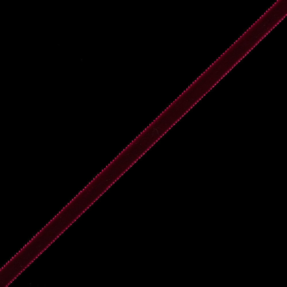 Dark Red Single-Faced Velvet Ribbon - 0.25" Detail