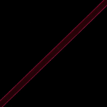 Dark Red Single-Faced Velvet Ribbon - 0.25" Detail