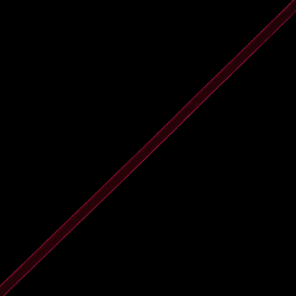 Dark Red Single-Faced Velvet Ribbon - 0.25"