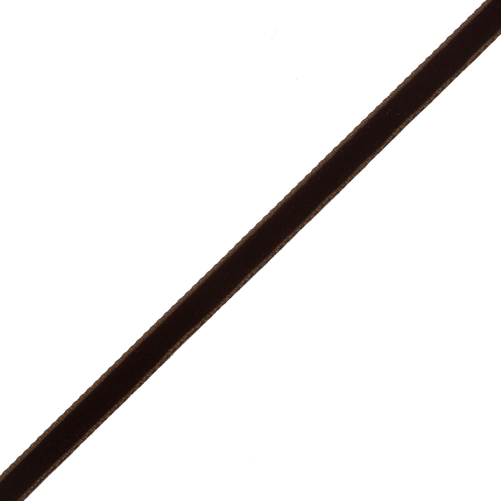 Brown Single-Faced Velvet Ribbon - 0.25" Detail