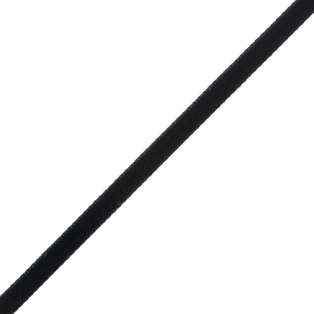 Black Single-Faced Velvet Ribbon - 0.25" Detail