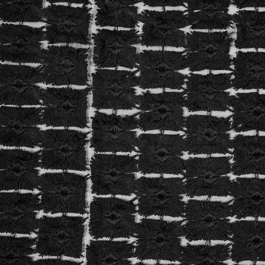 Black Novelty Geometric Embroidered Organza Detail
