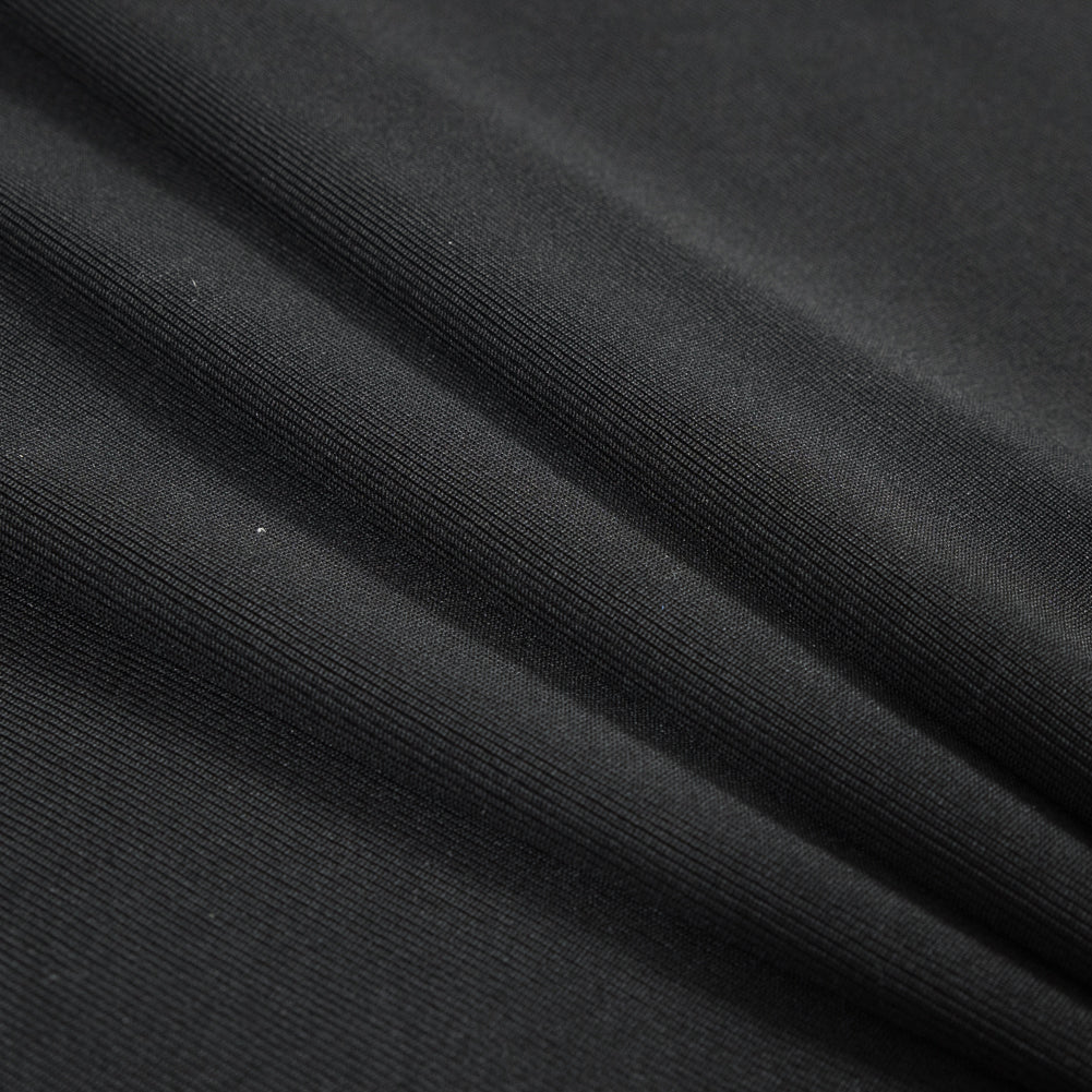 Italian Black 1x1 Polyester Rib Knit Folded