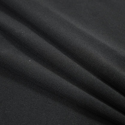 Italian Black 1x1 Polyester Rib Knit Folded