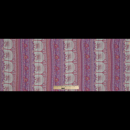Pink, Purple and Beige Floral Gauzy Silk Folded