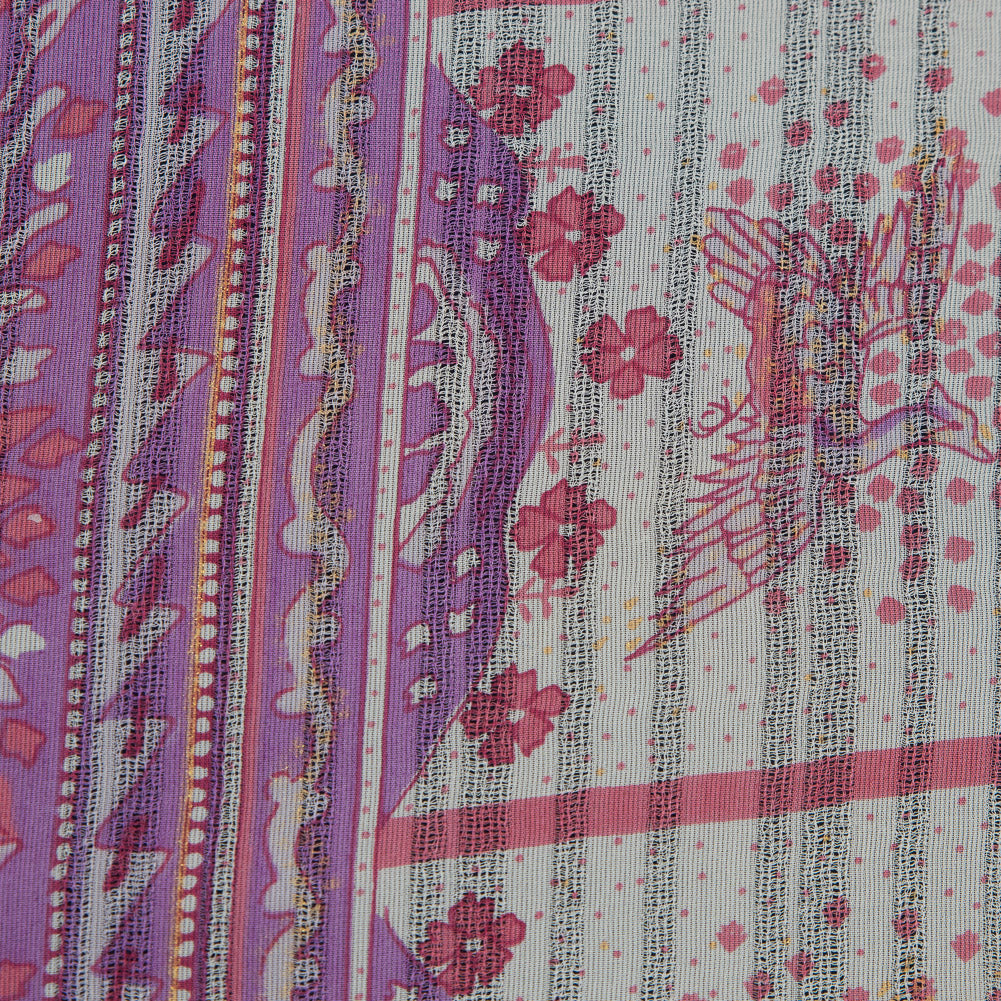 Pink, Purple and Beige Floral Gauzy Silk Full
