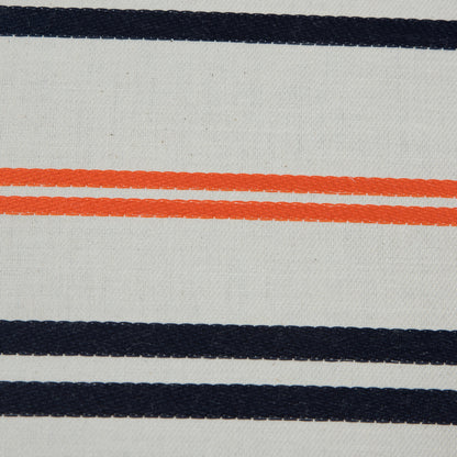 Pale Beige Cotton Twill with Orange and Navy Embroidered Stripes Detail