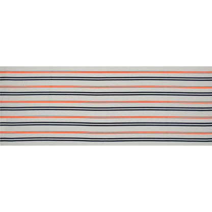 Pale Beige Cotton Twill with Orange and Navy Embroidered Stripes Full