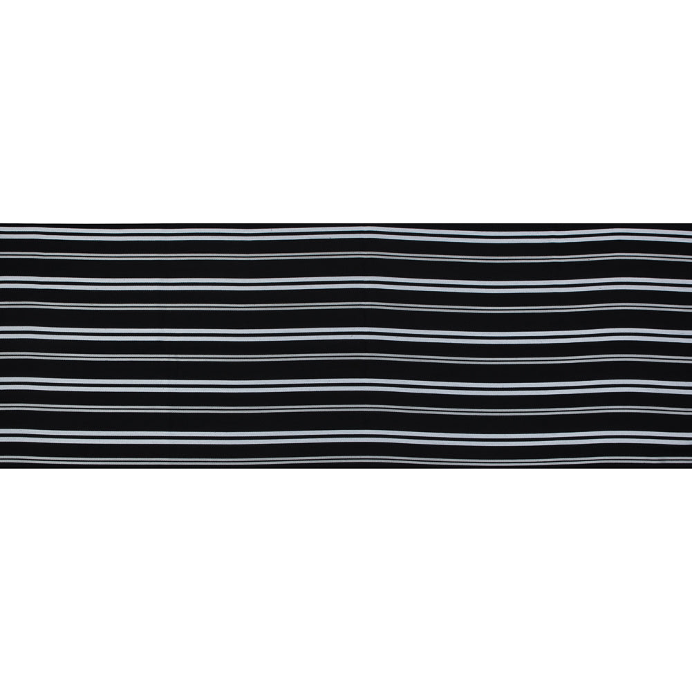 Black Cotton Twill with Silver Embroidered Stripes Full