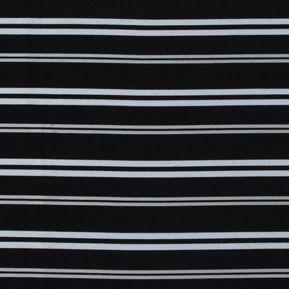 Black Cotton Twill with Silver Embroidered Stripes