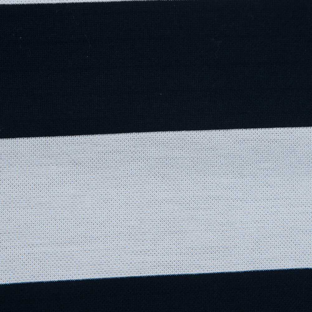 Navy and White Awning Striped Knit Pique Detail