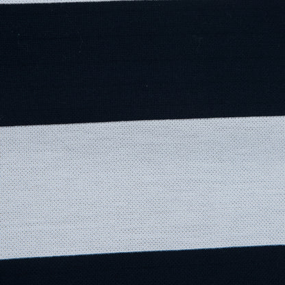 Navy and White Awning Striped Knit Pique Detail