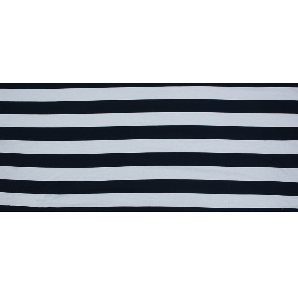 Navy and White Awning Striped Knit Pique Full