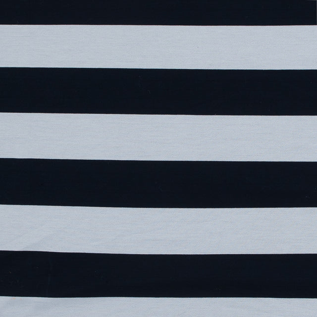 Navy and White Awning Striped Knit Pique