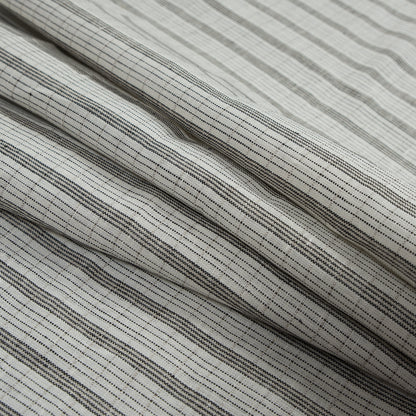 Pale Beige and Black Striped Linen Woven Folded