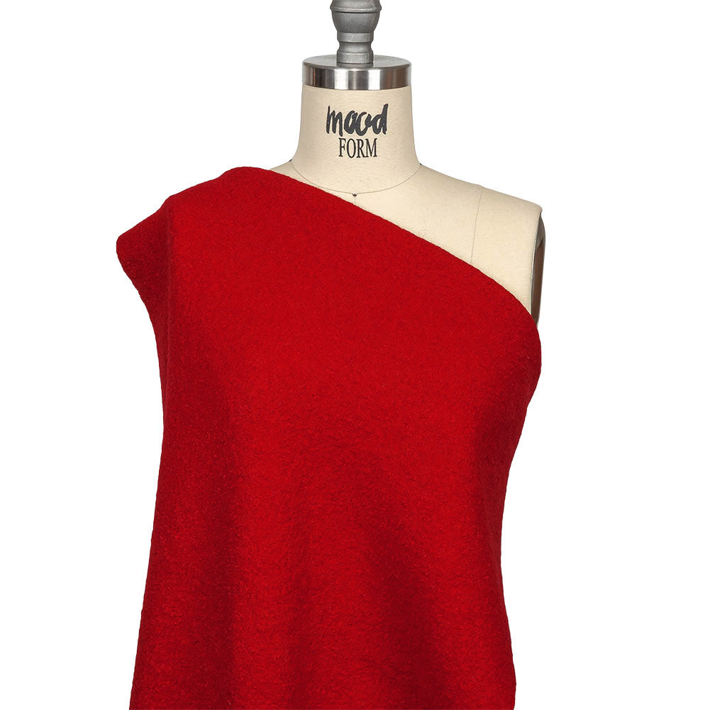 Boiled Wool Coating Fabric - Tango Red - Ketil Collection Detail