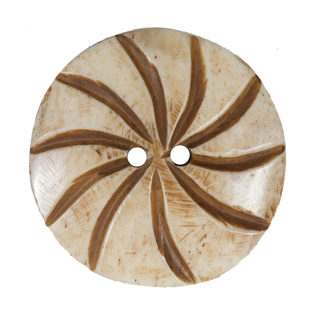Natural Etched Bone Button - 54L/34mm