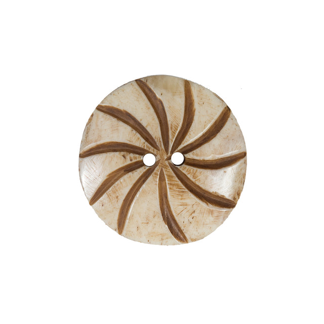 Natural Etched Bone Button - 36L/23mm