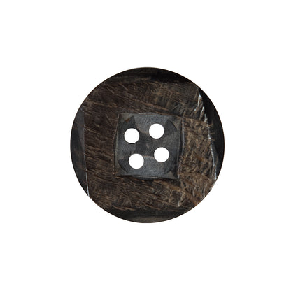 Black and Brown Textural Horn 4-Hole Button - 36L/23mm