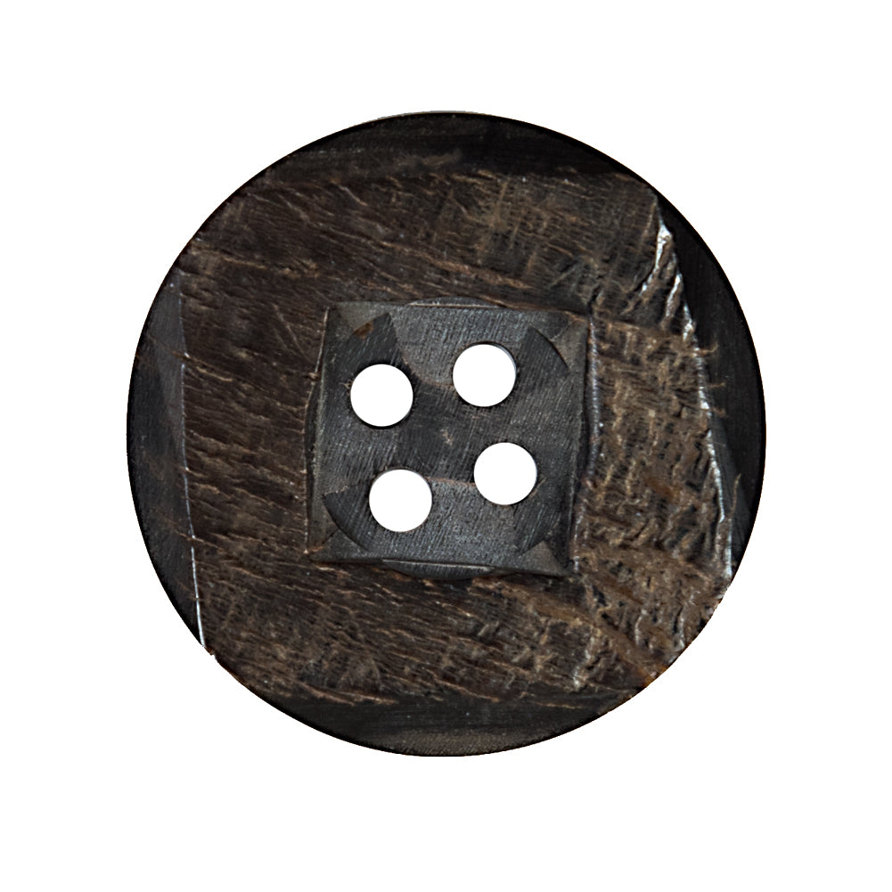 Black and Brown Textural Horn 4-Hole Button - 45L/29mm