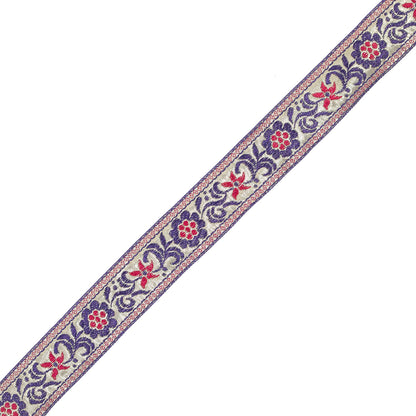 Metallic Gold and Purple Floral Jacquard Ribbon - 1.5"