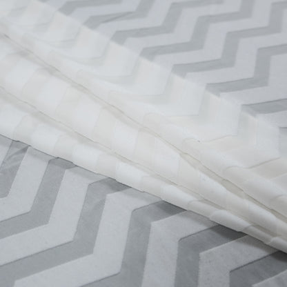 Zig Zag Burnout Velour - White Folded