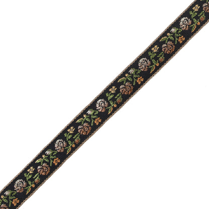 Black and Brown Ombre Floral German Jacquard Ribbon - 0.625" Detail