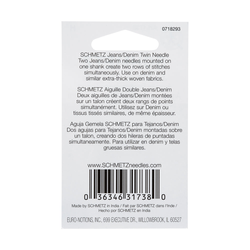Schmetz Double Denim/Jeans Twin Machine Needle - 4.0/100 - 1 ct - Detail
