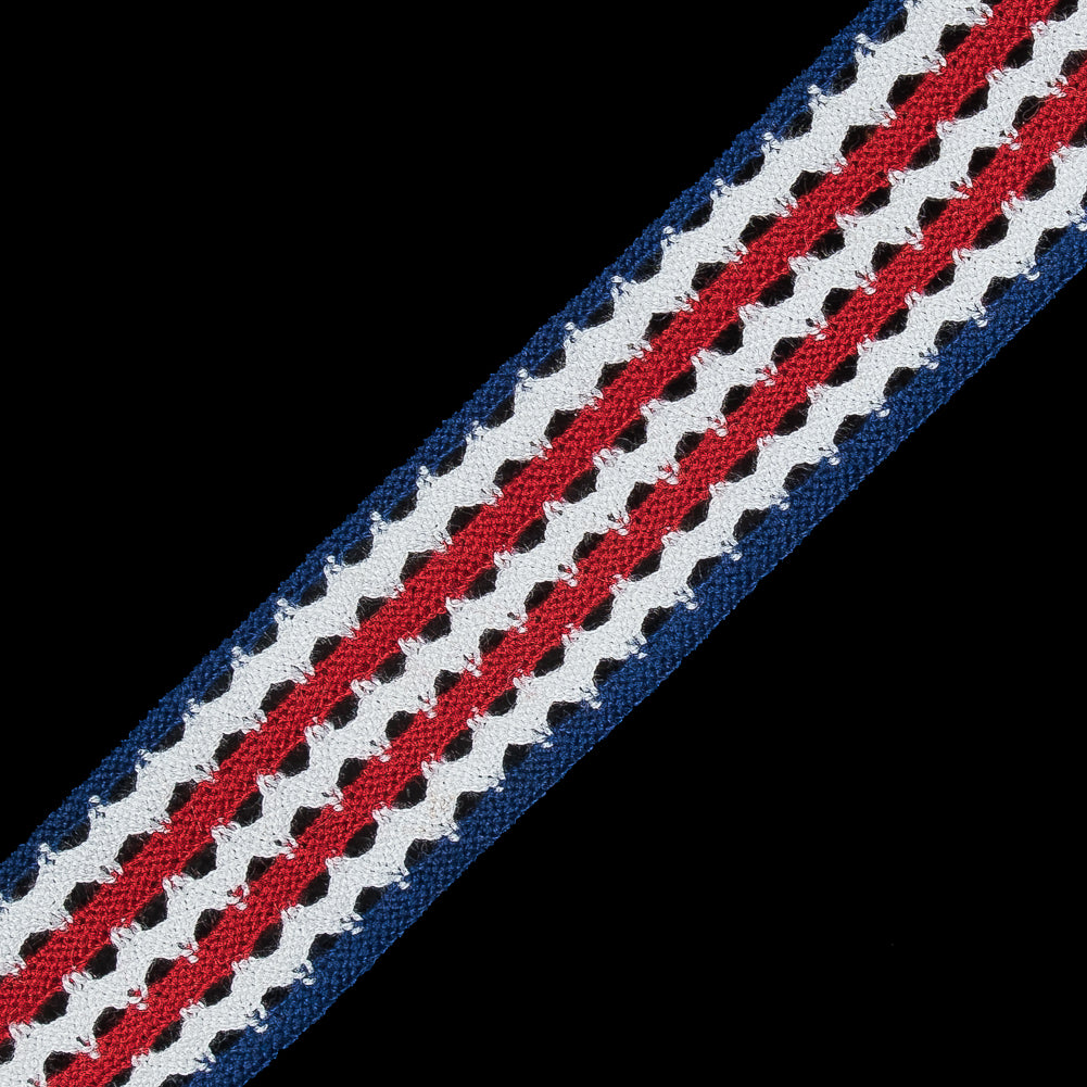 Red, White and Blue Striped Crochet Trim - 1.5" Detail
