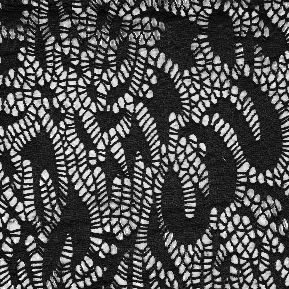 Italian Black Laminated Crochet Lace Full