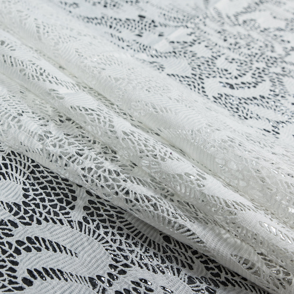 Italian White Laminated Crochet Lace Detail