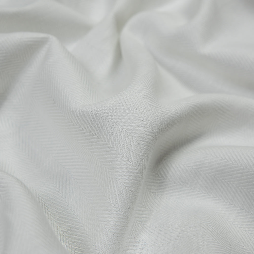 Italian White Herringbone Linen Blend - Detail - Image 3 of 4