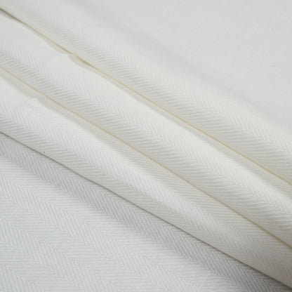Italian White Herringbone Linen Blend Detail