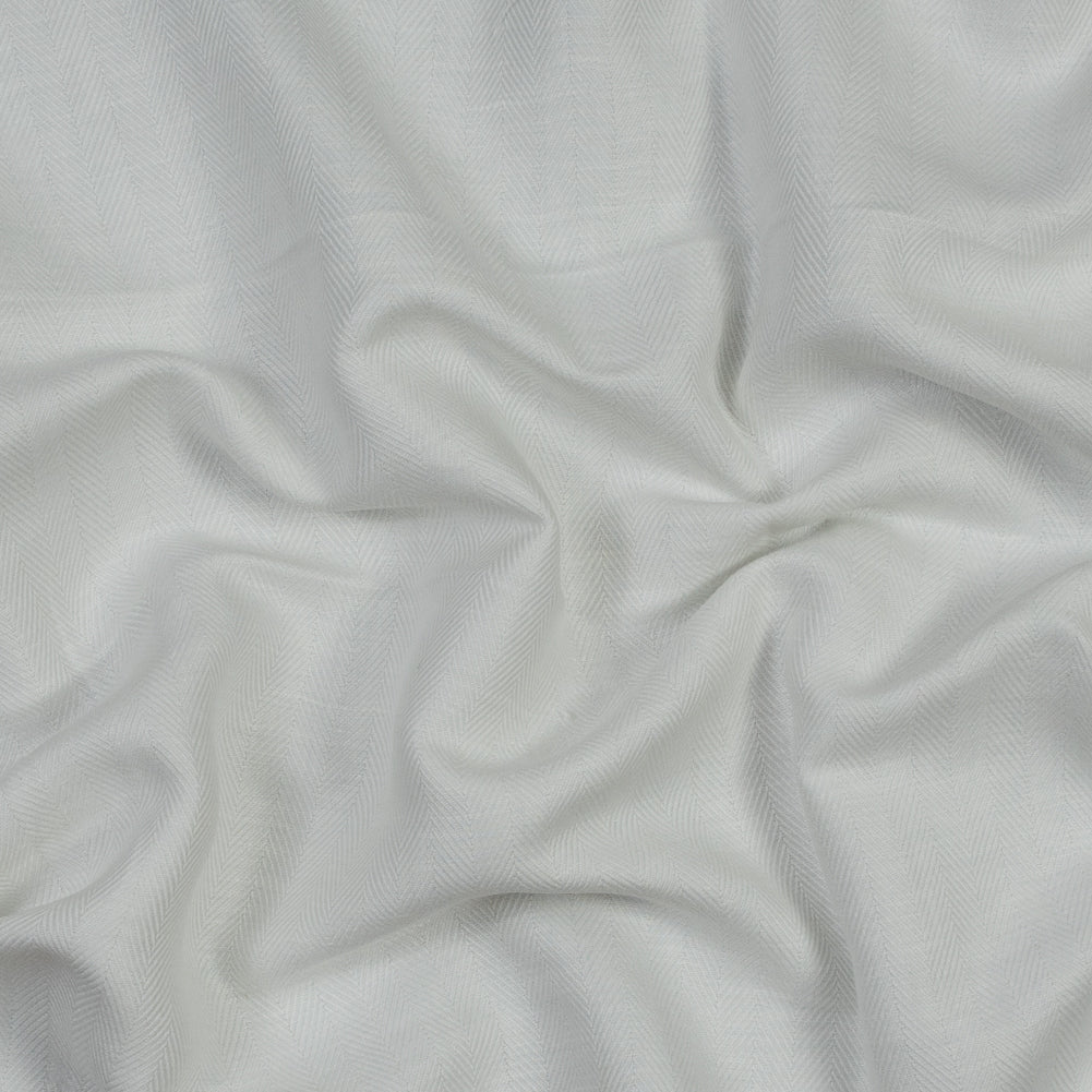Italian White Herringbone Linen Blend