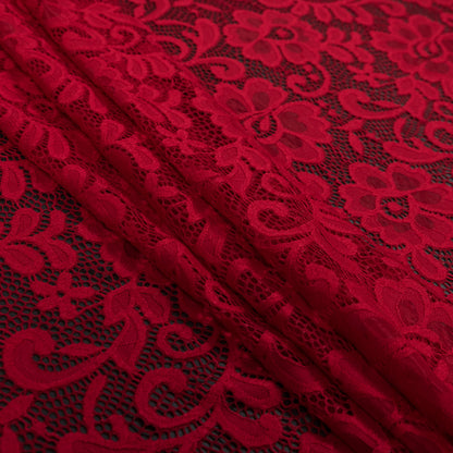 Italian Red Stretch Crochet Lace Detail