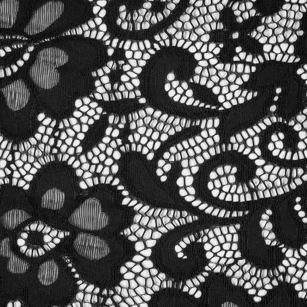 Italian Black Stretch Crochet Lace - Detail - Image 3 of 4
