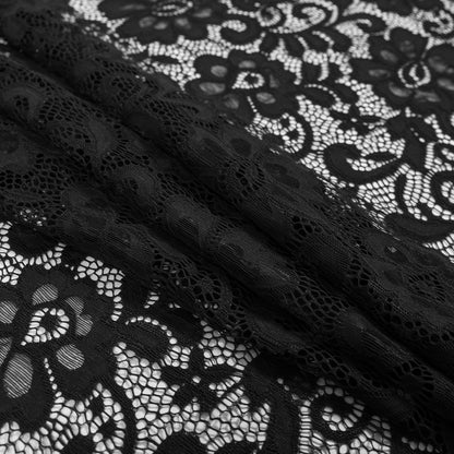 Italian Black Stretch Crochet Lace Detail