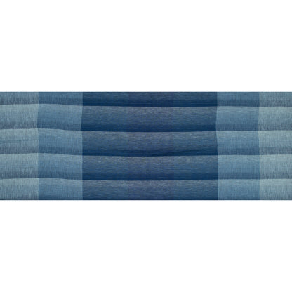 Italian Blue Gradient Plaid Linen Scrim Folded