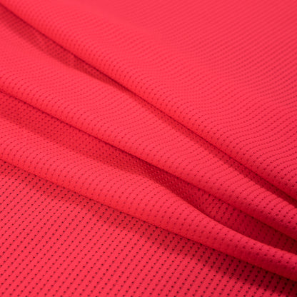 Neon Coral Textural Polyester Stretch Knit Folded