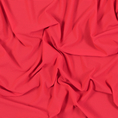 Neon Coral Textural Polyester Stretch Knit