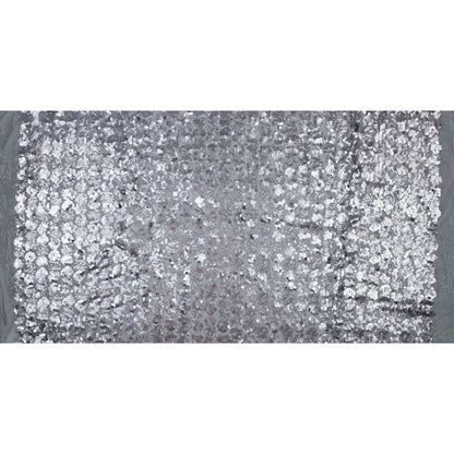 Mesh with Big and Little Sequins - Silver Abstract on Gray Folded