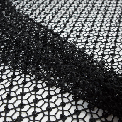 Guipure Lace with Beads - Black Webs Detail