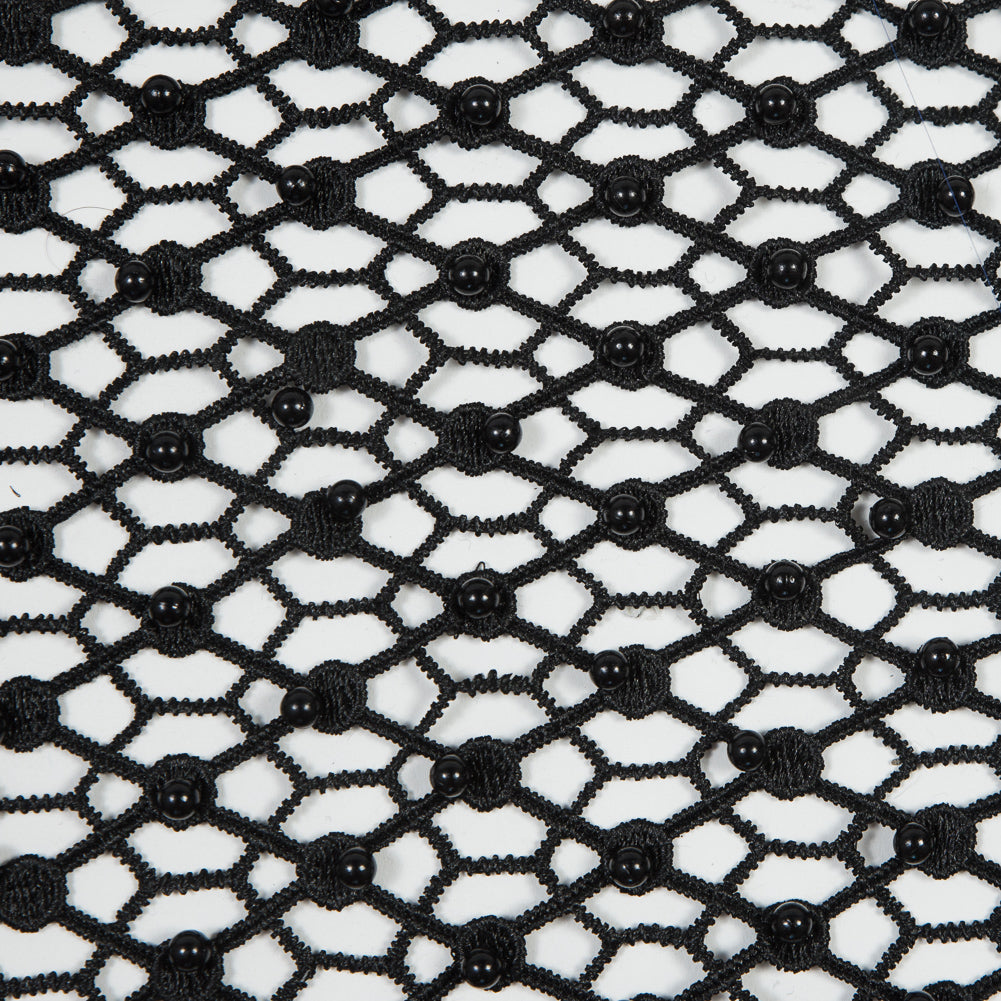 Guipure Lace with Beads - Black Webs Full