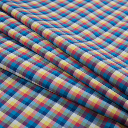 Multicolor Checkered Cotton Shirting Folded