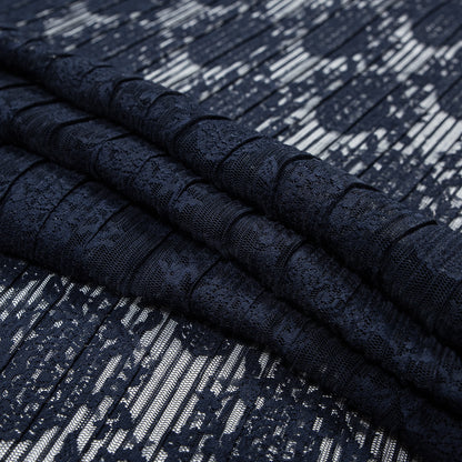 Navy Floral Pleated Lace Folded