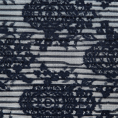 Navy Floral Pleated Lace Detail