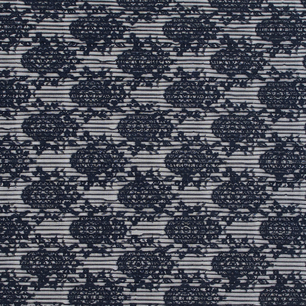 Navy Floral Pleated Lace