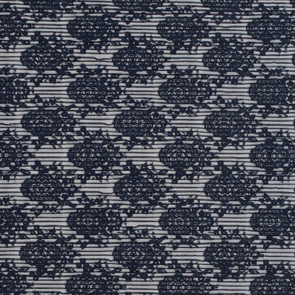 Navy Floral Pleated Lace